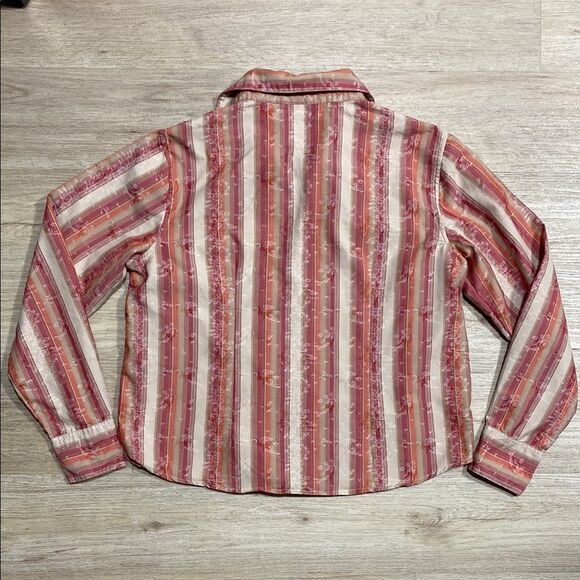 2 Dressbarn Blouses L Vintage-Inspired Button Downs, Plaid & Embroidered Stripe - Picture 9 of 15